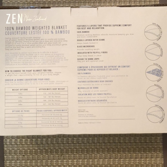 Zen New Zealand 100% Bamboo Weighted Blanket - Picture 2 of 4